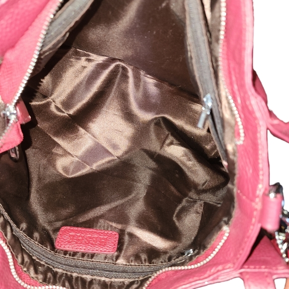 NWOT HESHE GORGEOUS RED PEBBLED LEATHER LARGE SHOULDER/CROSSBODY BAG - Picture 5 of 7